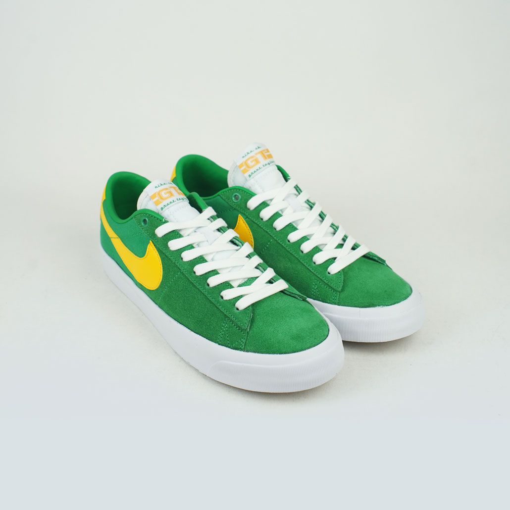 Nike Sb Zoom Blazer Low Pro Gt Lucky Green University Gold Lobby Online Skateshop