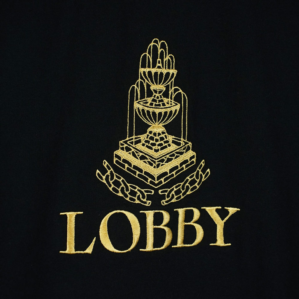 Lobby Fountain Embroidery T-Shirt Black