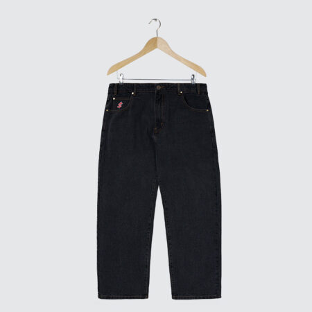 Cash Only Logo Baggy Denim Jeans Washed Black Cash Only Logo Baggy Denim Jeans Washed Black