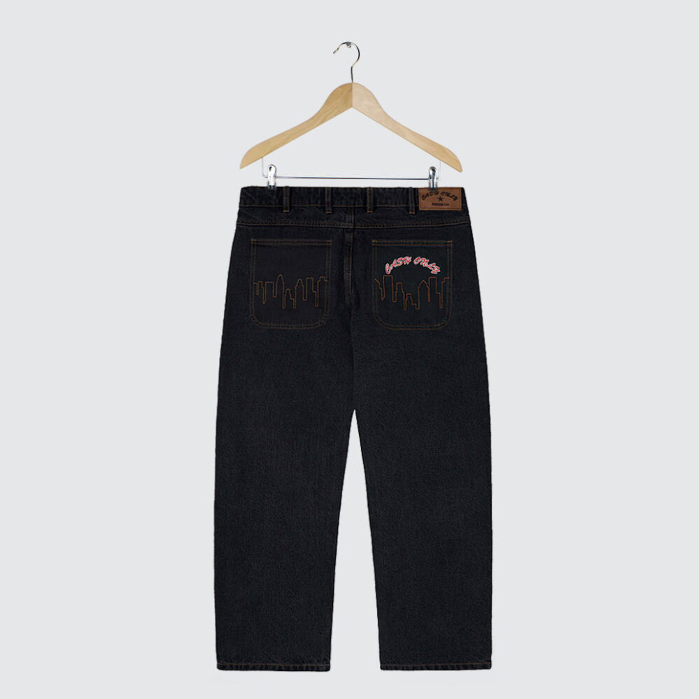 Cash Only Logo Baggy Denim Jeans Washed Black - LOBBY Online