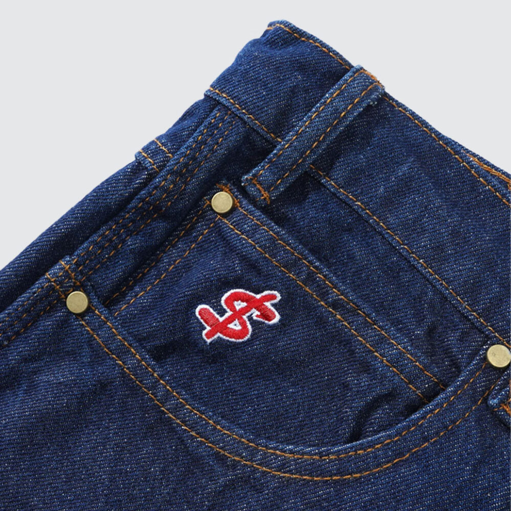 Cash Only Logo Baggy Denim Jeans Raw Indigo Cash Only Logo Baggy Denim Jeans Raw Indigo