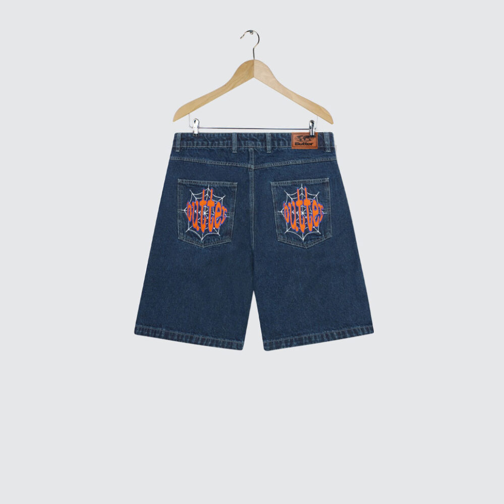 Butter Goods Spider Denim Shorts Dark Indigo Butter Goods Spider Denim Shorts Dark Indigo