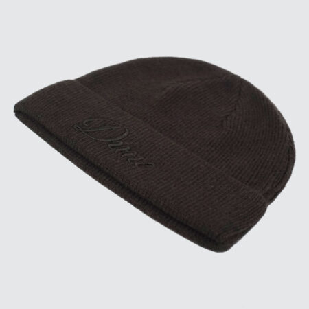 Dime Cursive Wool Fold Beanie Dark Brown
