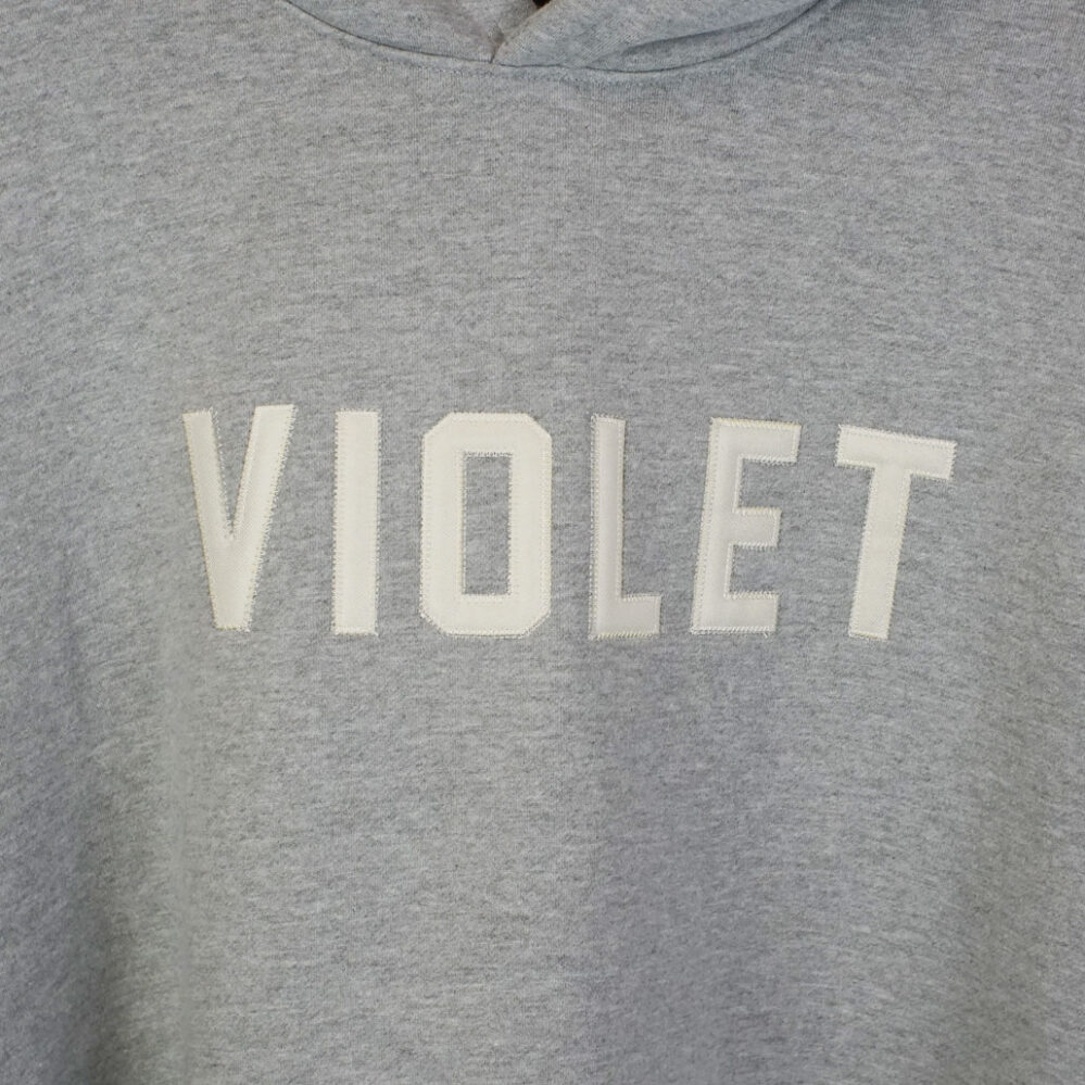 Violet x David Enth Embroidered Hoodie Grey/Cannoli Cream