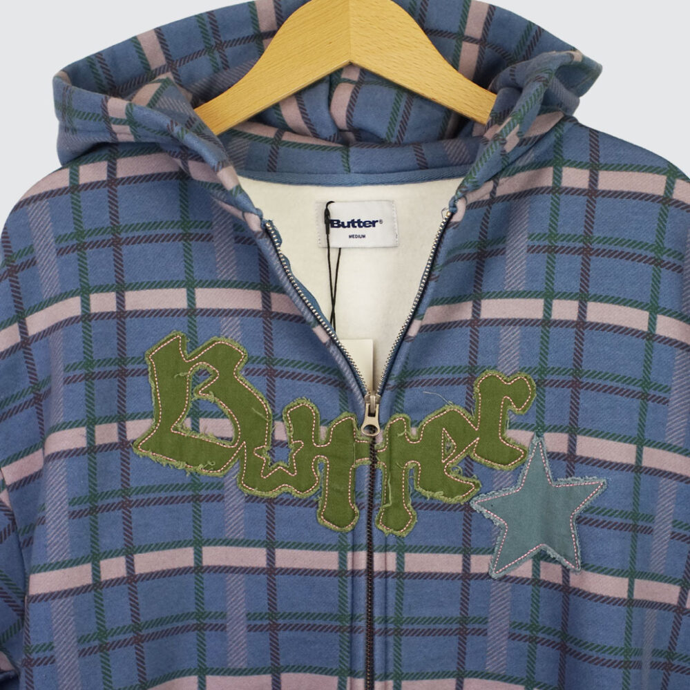 Butter Goods Edge Applique Zip Hoodie Plaid - LOBBY Online