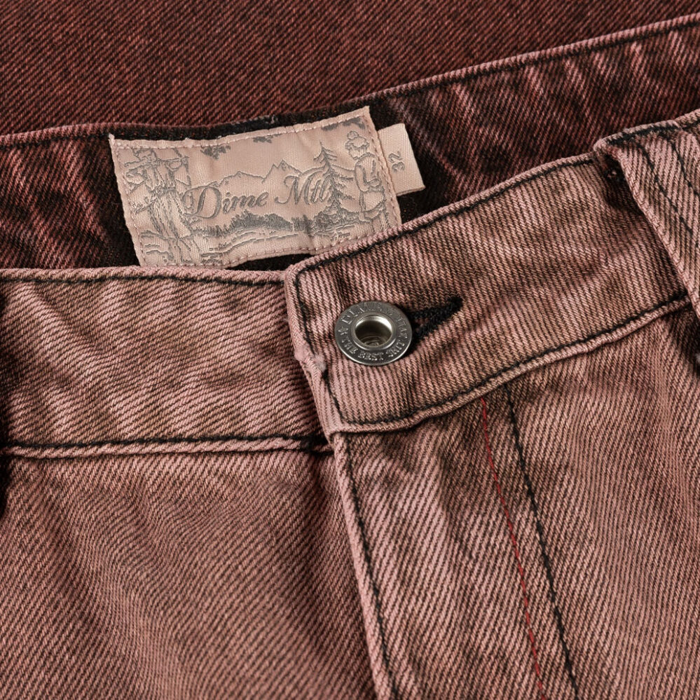 Dime Classic Relaxed Denim Pants Dipped Sandblasted Burgundy Dime Classic Relaxed Denim Pants Dipped Sandblasted Burgundy