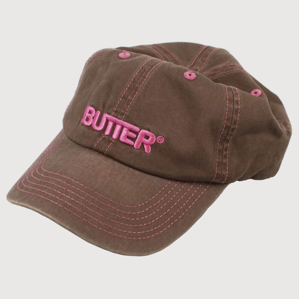Butter Goods Rounded Logo 6 Panel Cap Washed Brown