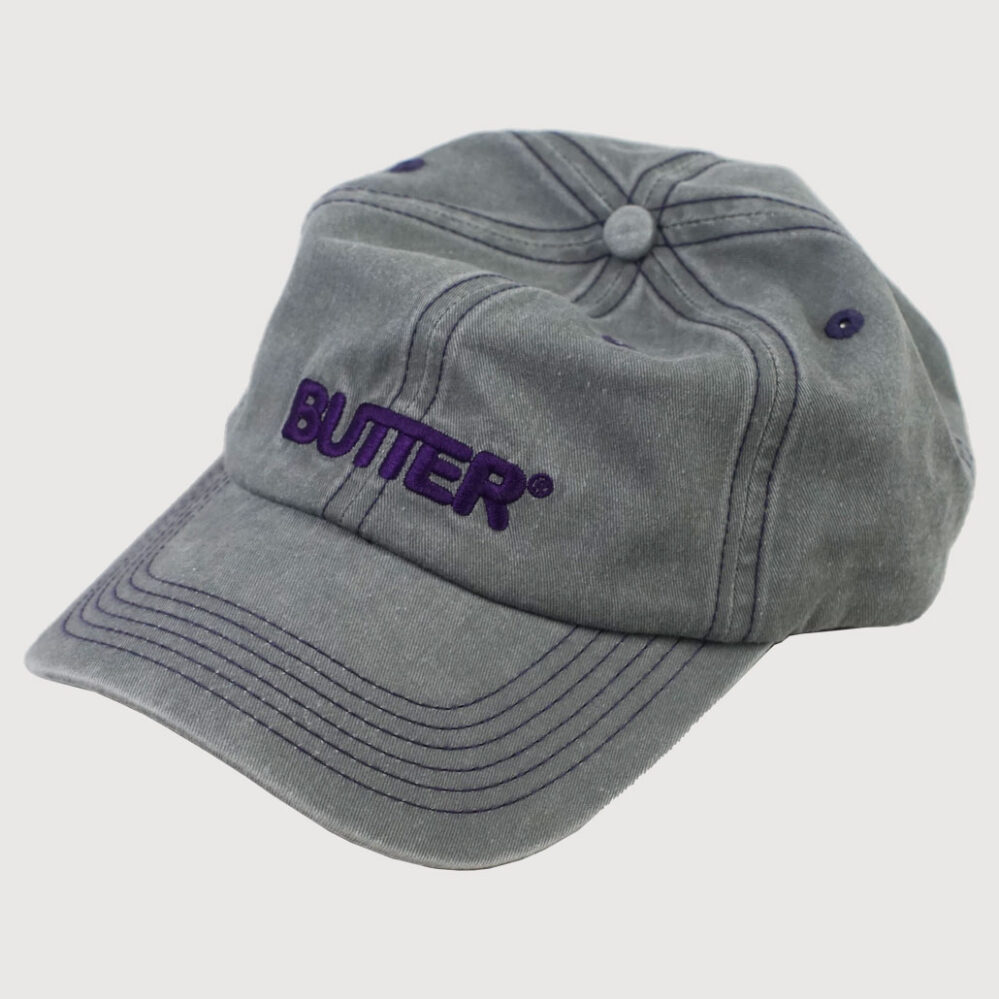 Butter Goods Rounded Logo 6 Panel Cap Washed Grey