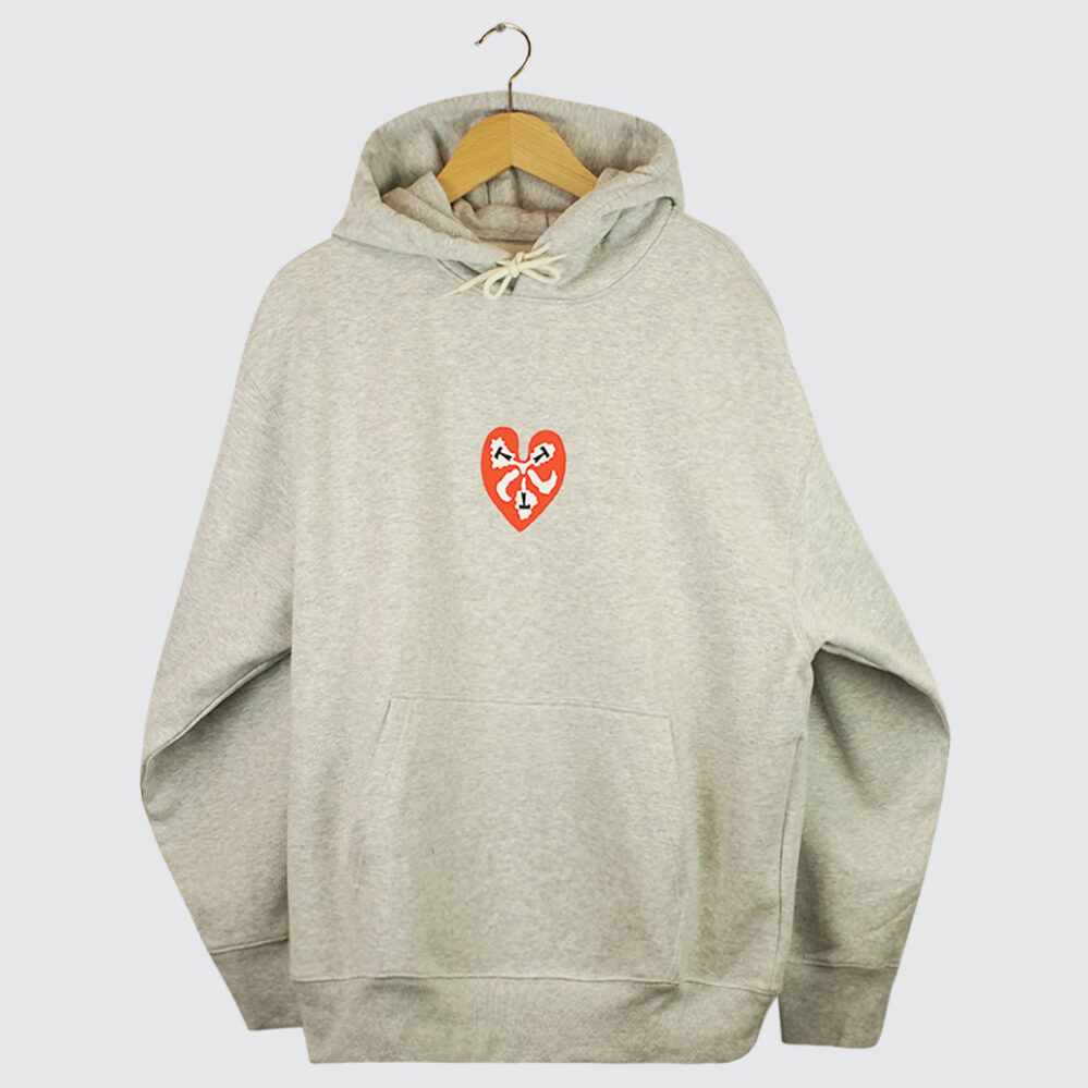 The Trilogy Tapes Heart Hoodie Heather Grey