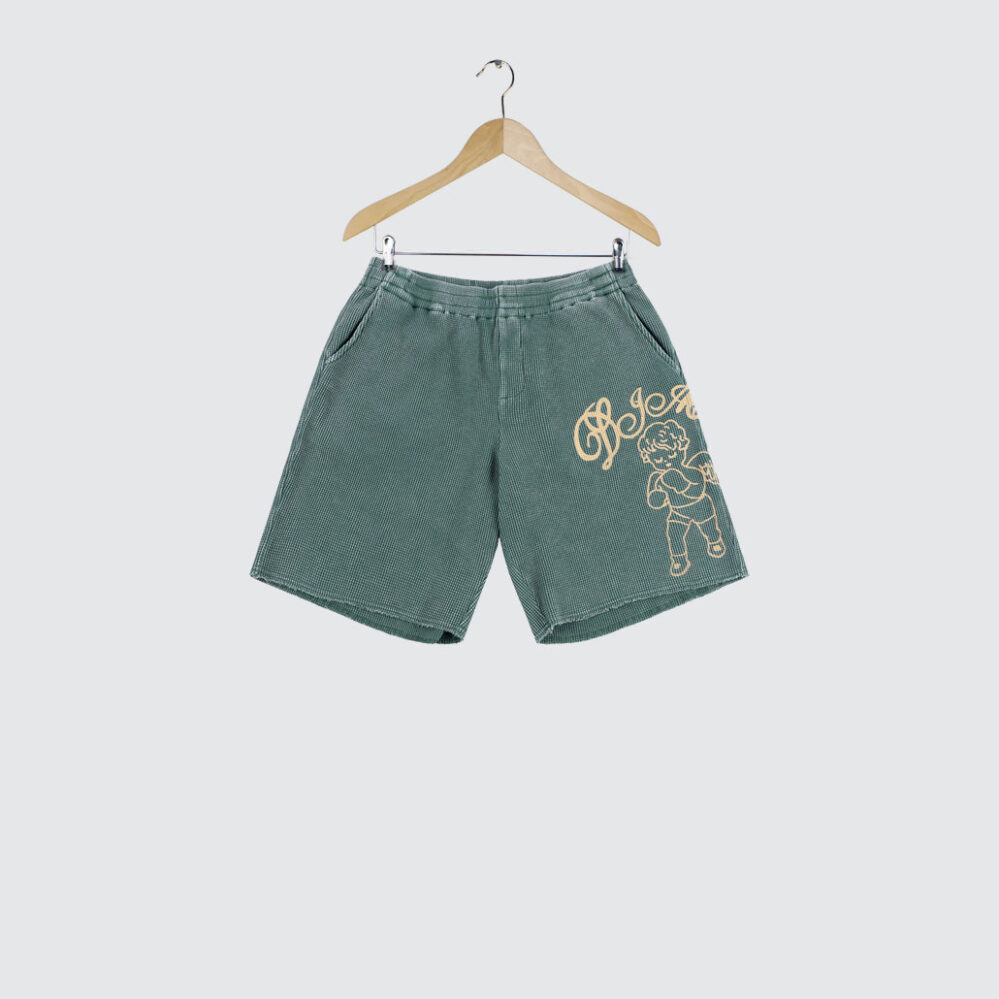 Dime Fighter Waffle Shorts Teal Washed
