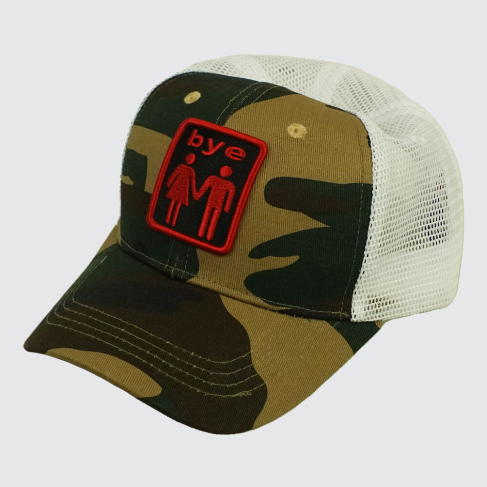 Bye Jeremy Couple Trucker Cap Camo/White