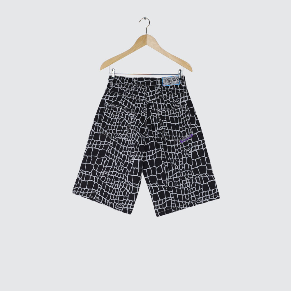 Always Do What You Should Do Croc Print Denim Shorts Black Always Do What You Should Do Croc Print Denim Shorts Black