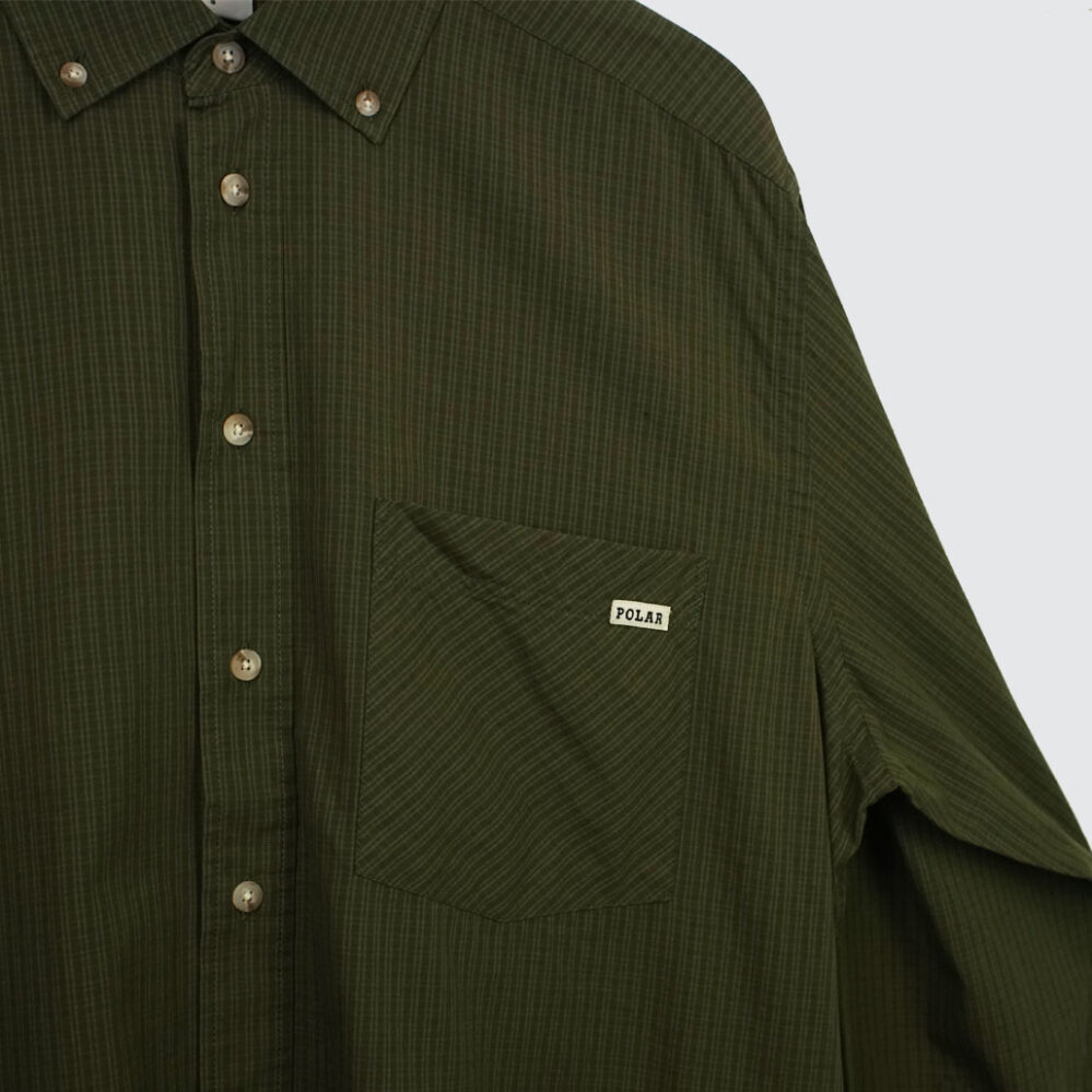 Polar Skate Co. Ben L/S Shirt Army Green Check