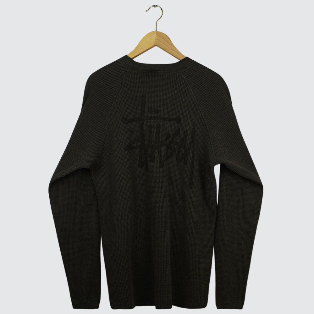 Stüssy Raglan Thermal Basic Stock Longsleeve Washed Black Stüssy Raglan Thermal Basic Stock Longsleeve Washed Black