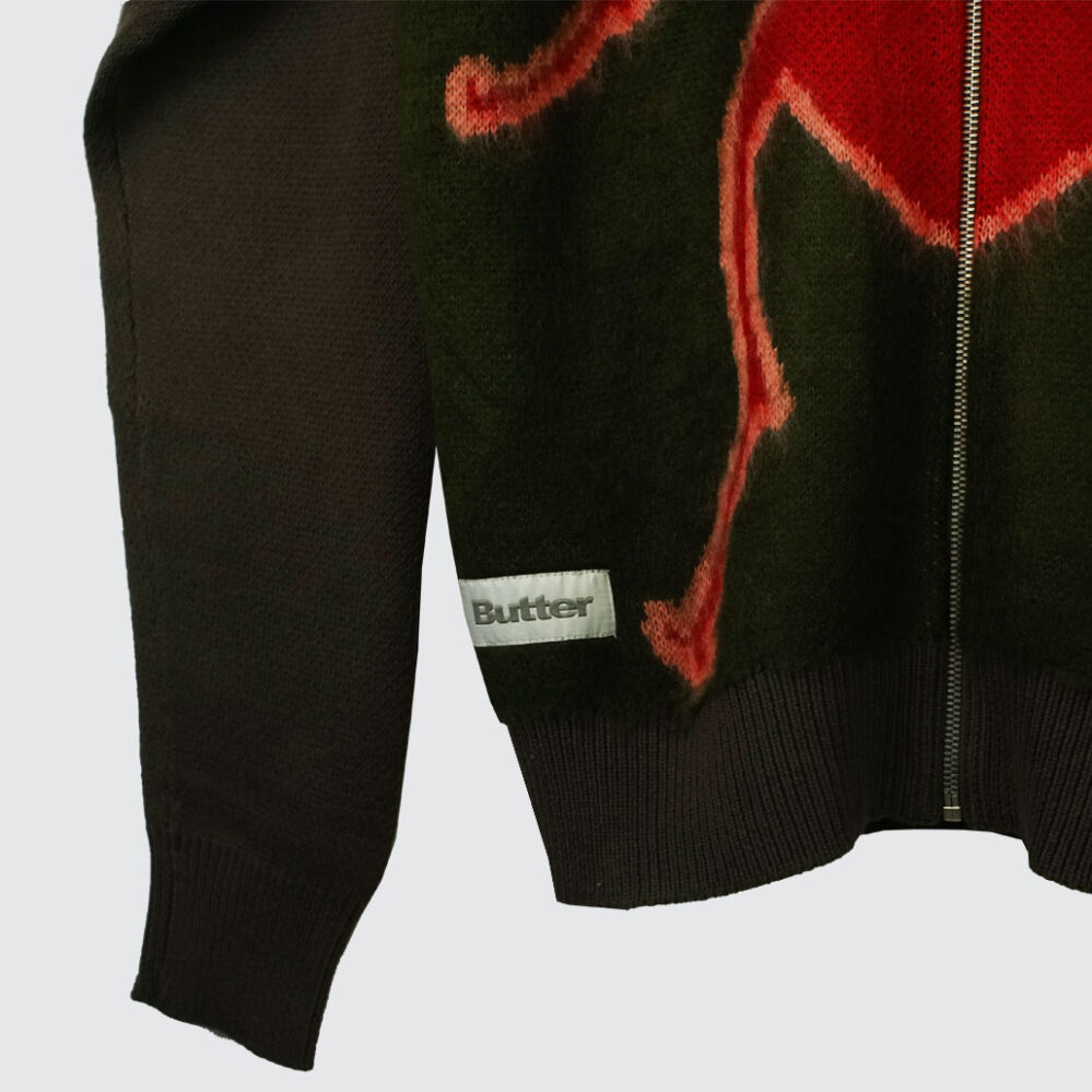 Butter Goods Beetle Zip-Thru Knit Sweater Olive