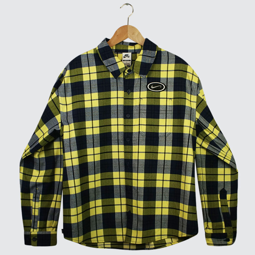 Nike SB Koston Flannel Longsleeve Shirt Midnight Navy/Speed Yellow