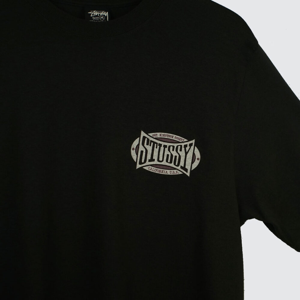 Stüssy Champion Oval Pig. Dyed T-Shirt Faded Black