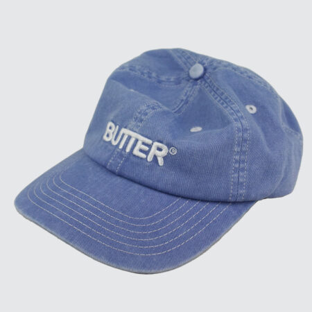 Butter Goods Rounded Logo 6 Panel Cap Washed Sky Butter Goods Rounded Logo 6 Panel Cap Washed Sky