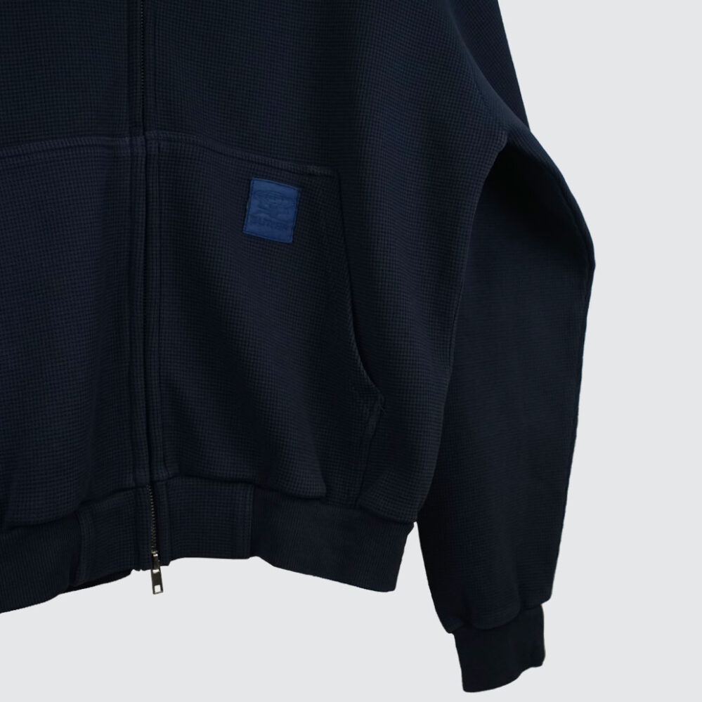 Butter Goods Waffle Zip-Thru Hoodie Navy Overdye Butter Goods Waffle Zip-Thru Hoodie Navy Overdye