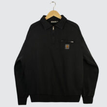 Carhartt WIP Half Zip Detroit Sweat Black Stone Washed