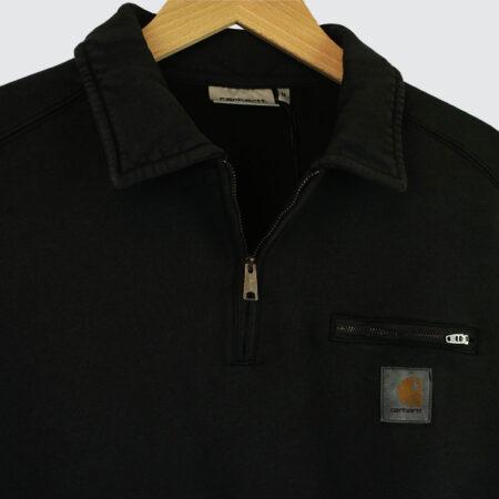 Carhartt WIP Half Zip Detroit Sweat Black Stone Washed