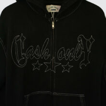 Cash Only Strip Zip-Thru Hoodie Washed Black