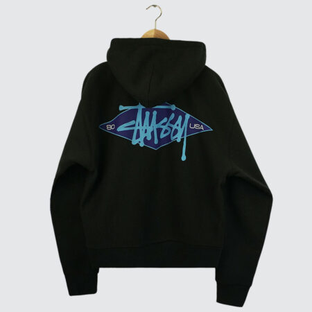 Stüssy Basic Diamond Zip Hoodie Black Stüssy Basic Diamond Zip Hoodie Black