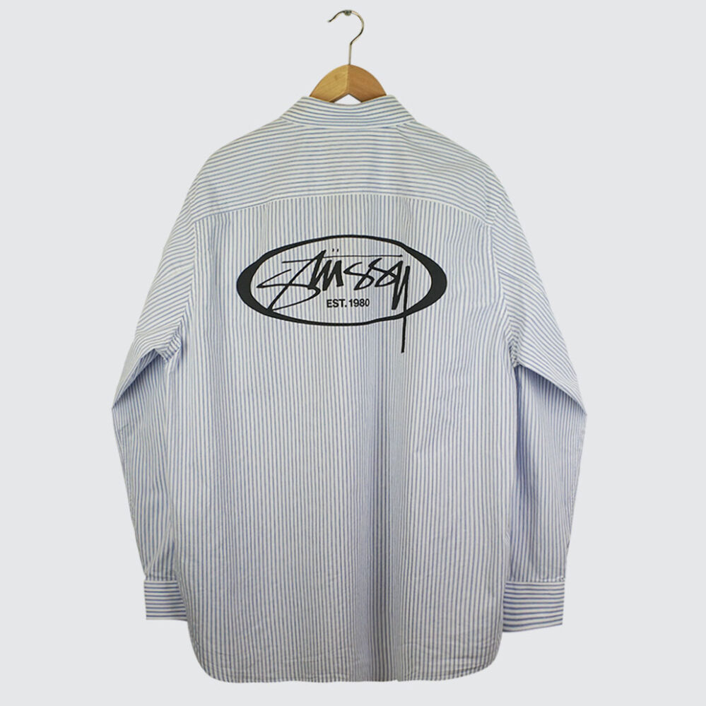 Stüssy Standard LS Logo Shirt Blue Stripe