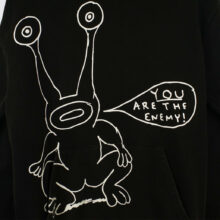 Butter Goods x Daniel Johnston Enemy Pullover Hood Distressed Washed Black
