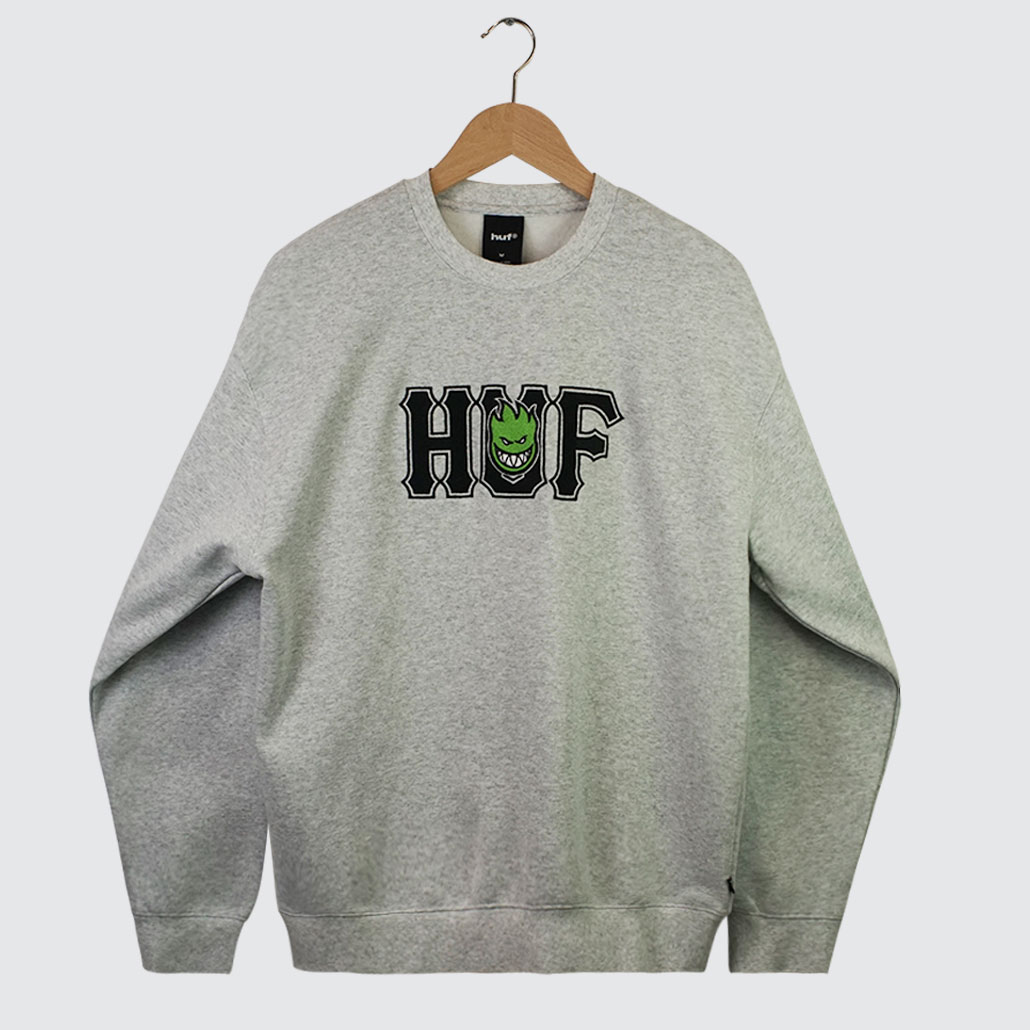 Huf x Spitfire Union Crewneck Heather Grey Huf x Spitfire Union Crewneck Heather Grey