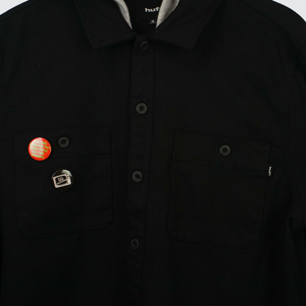 Huf Olympia Hooded Overshirt Black Huf Olympia Hooded Overshirt Black