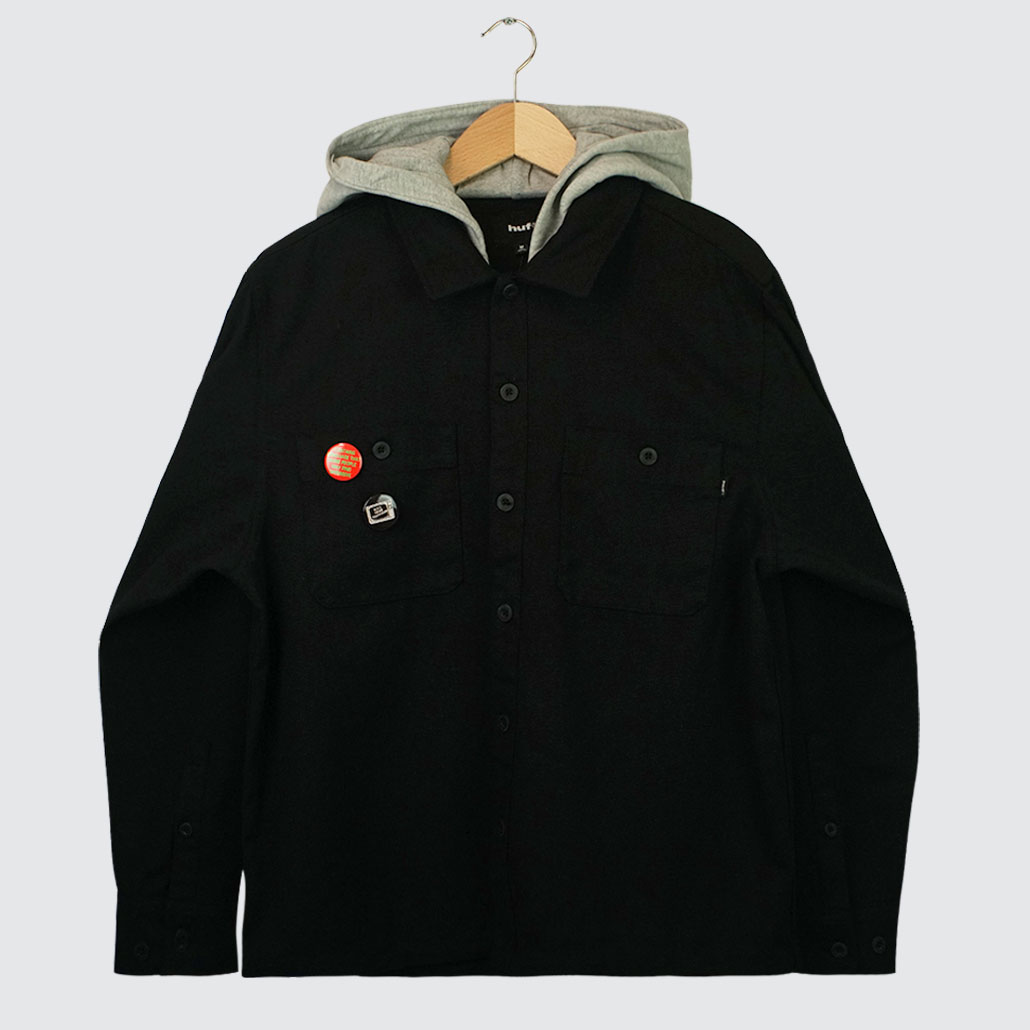 Huf Olympia Hooded Overshirt Black Huf Olympia Hooded Overshirt Black