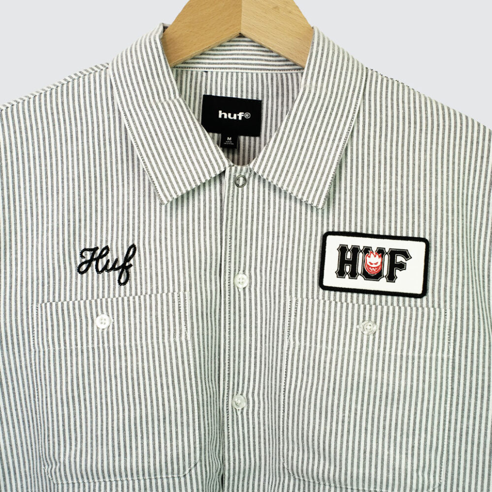 Huf x Spitfire Union Work Shirt Black/White Huf x Spitfire Union Work Shirt Black/White