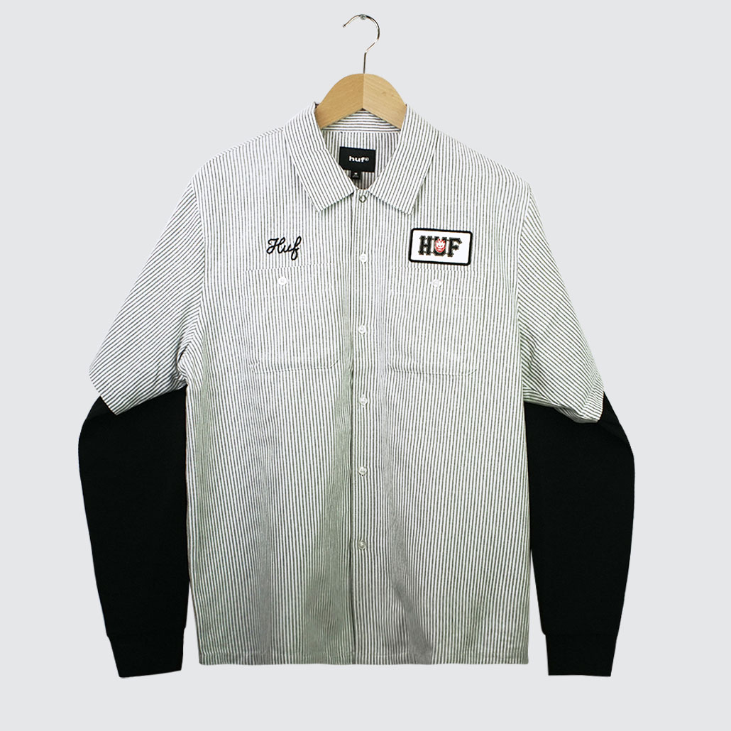 Huf x Spitfire Union Work Shirt Black/White Huf x Spitfire Union Work Shirt Black/White