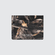 Carhartt WIP Vegas Cardholder Cow Leather Camo Feather Tree, Black/Silver