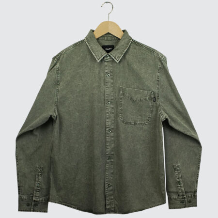 Huf Carson Overdyed Denim LS Shirt Olive