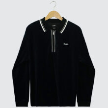 Huf Parker Velour LS Polo Black Huf Parker Velour LS Polo Black
