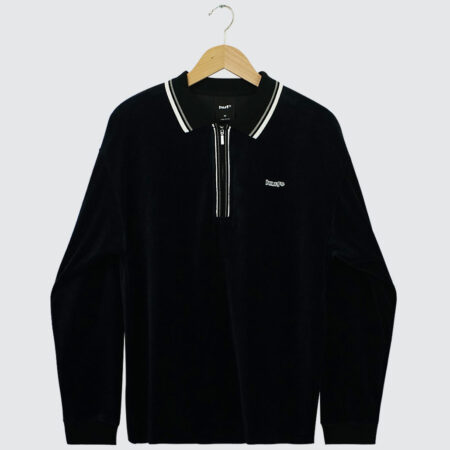 Huf Parker Velour LS Polo Black Huf Parker Velour LS Polo Black