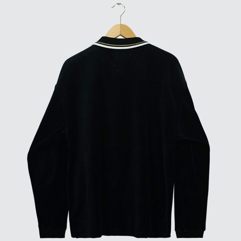 Huf Parker Velour LS Polo Black Huf Parker Velour LS Polo Black