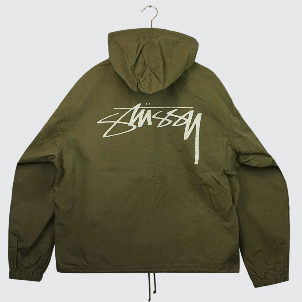 Stüssy Beach Shell Cotton Wax Jacket Olive Stüssy Beach Shell Cotton Wax Jacket Olive