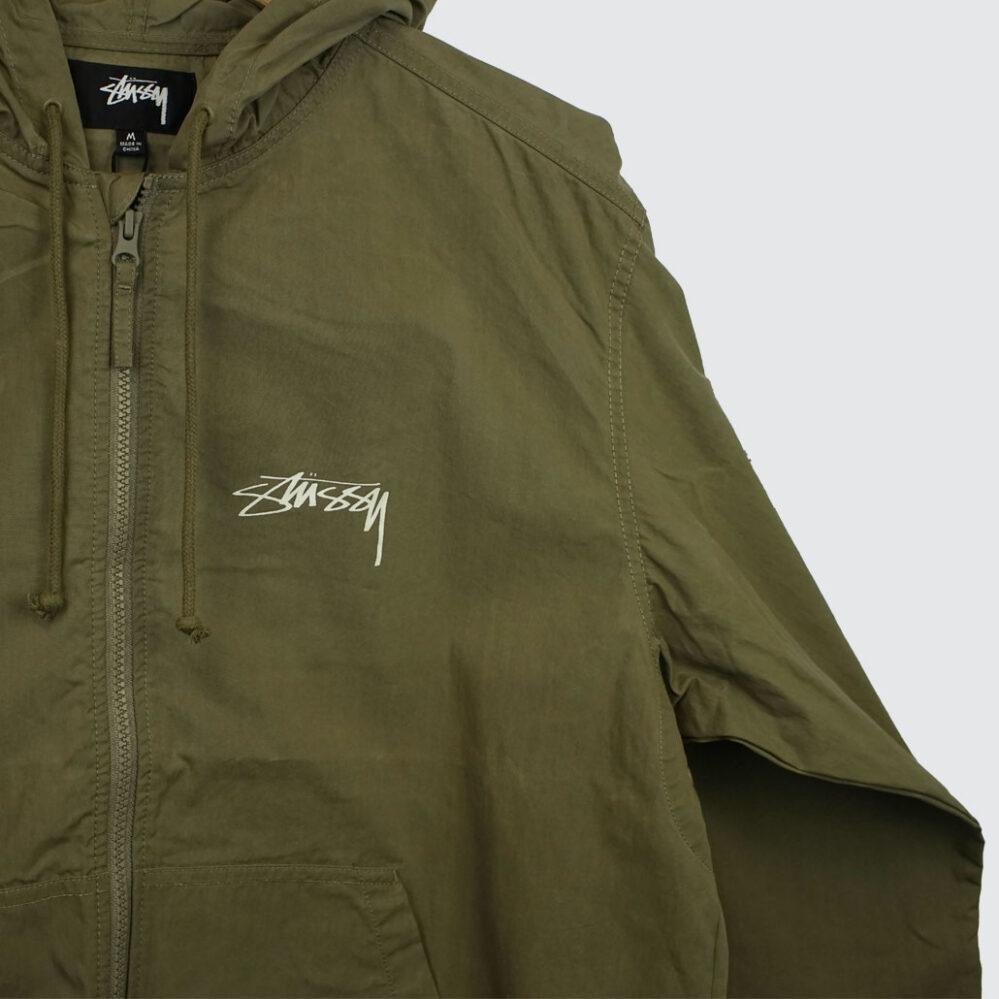 Stüssy Beach Shell Cotton Wax Jacket Olive Stüssy Beach Shell Cotton Wax Jacket Olive