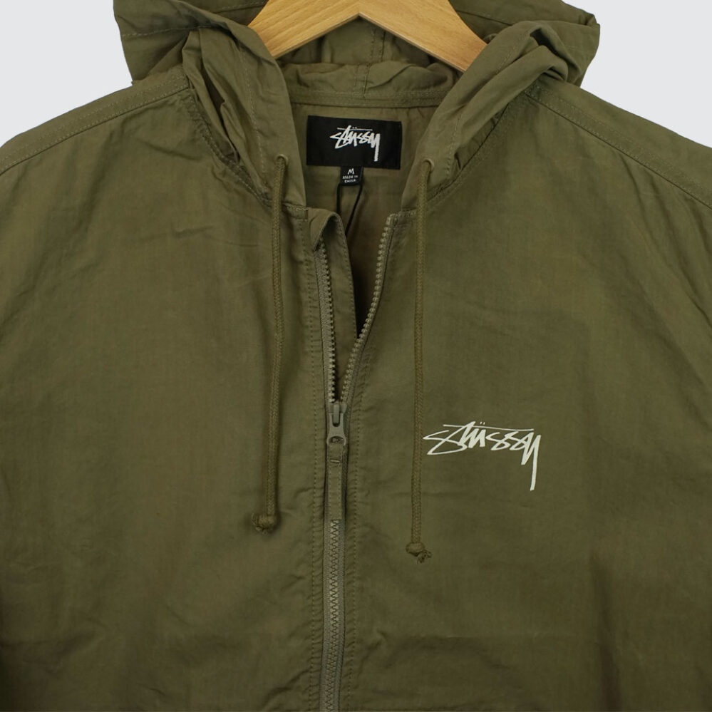Stüssy Beach Shell Cotton Wax Jacket Olive Stüssy Beach Shell Cotton Wax Jacket Olive