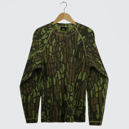 Stüssy Raglan Thermal Basic Stock Longsleeve Tree Bark Camo