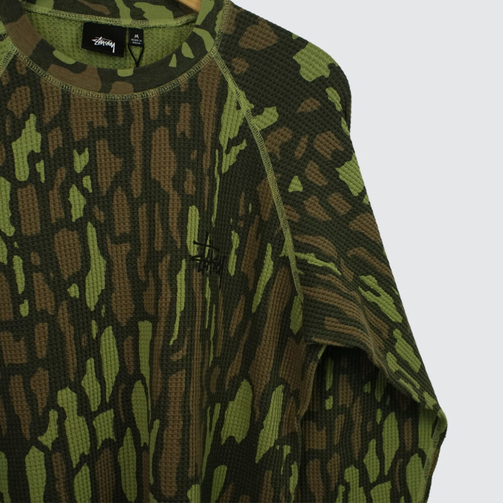 Stüssy Raglan Thermal Basic Stock Longsleeve Tree Bark Camo