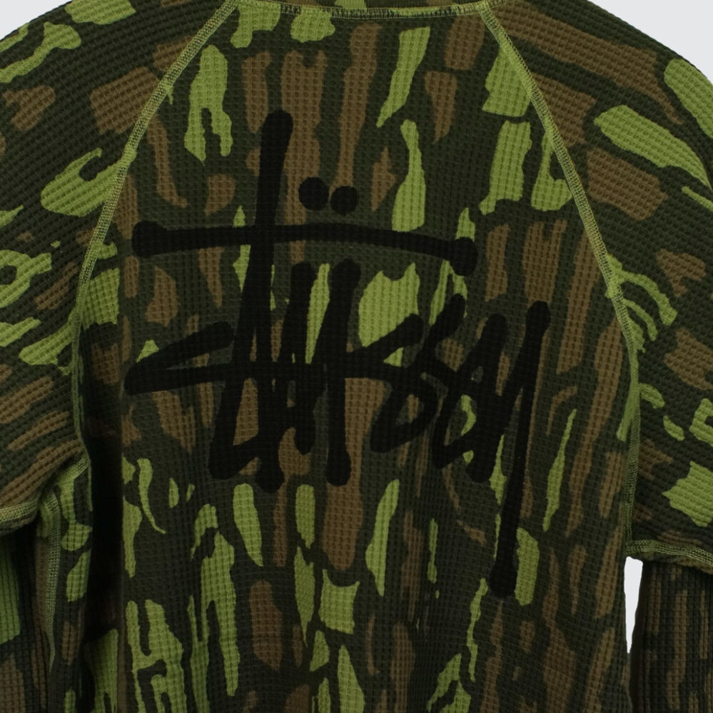Stüssy Raglan Thermal Basic Stock Longsleeve Tree Bark Camo