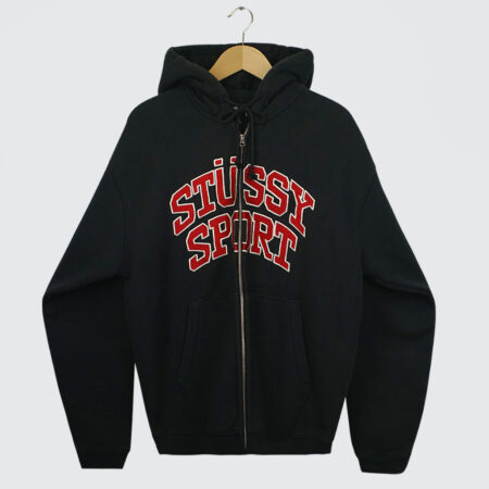 Stüssy Sport Zip Hoodie Washed Black Stüssy Sport Zip Hoodie Washed Black