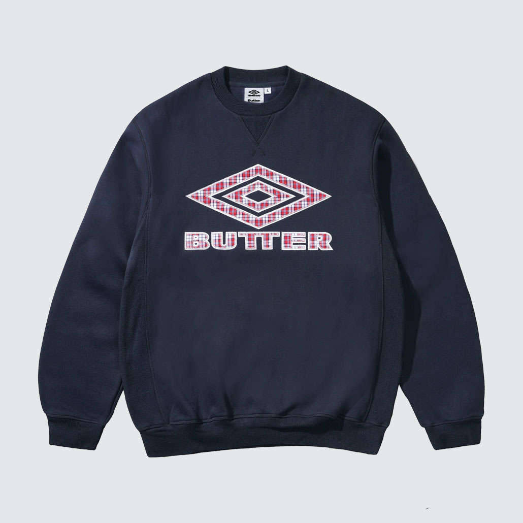 Butter Goods x Umbro Diamond Applique Crewneck Navy Butter Goods x Umbro Diamond Applique Crewneck Navy